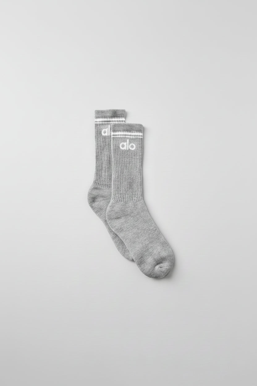 Unisex Throwback Sock - Athletic Heather Grey/White