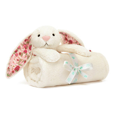 Jellycat Kids Plush Blossom Cream Bunny 'Berry' Blankie