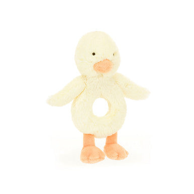 Jellycat Kids Plush Bashful Duckling Ring Rattle