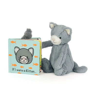 Jellycat Reading Book If I Were A Kitten Board Book and Bashful Kitten Original