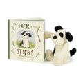 Jellycat Reading Book The Pick of the Sticks Book and Bashful Black and Cream Puppy