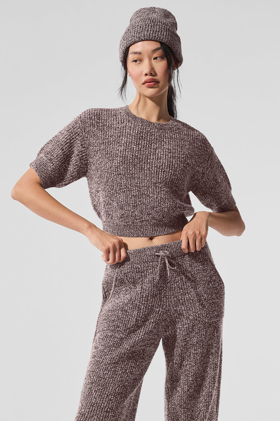 Marl Sweater Short Sleeve - Mushroom Marl