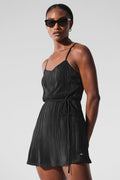 Micro Plisse Game On Tennis Dress - Black